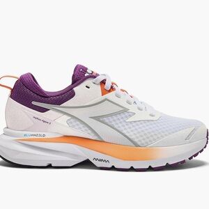NWT Diadora Mythos Vigore 3 Running Shoe in White/Byzantium/Nectarine Size 8.5